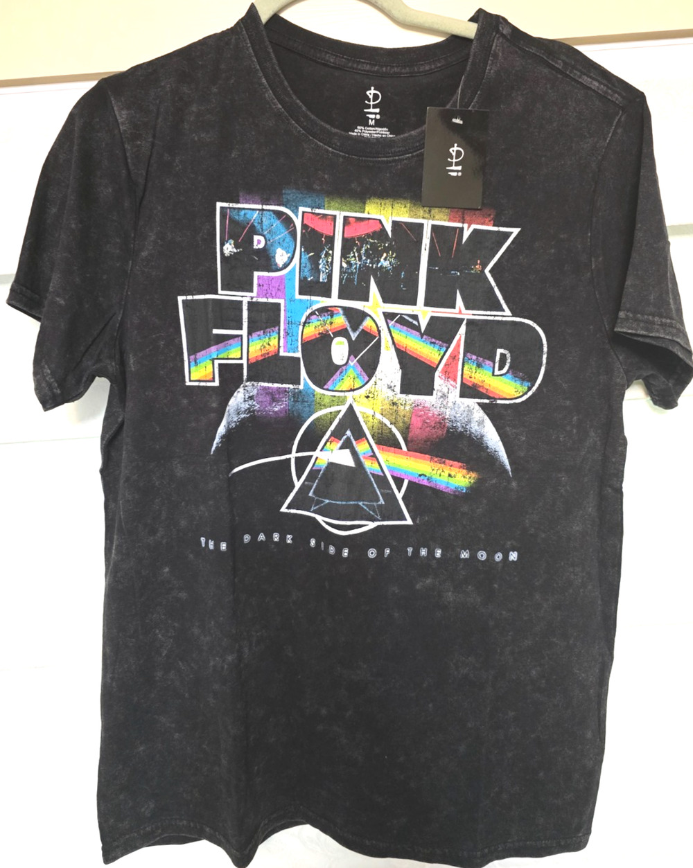 Pink Floyd Dark Side Of The Moon Shirt Mens M Black Acid Wash Band Tee NWT